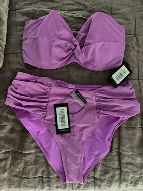 Vetchy Shimmery Lavender Bandeau Bikini Set